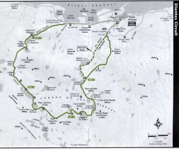 Mapa Trekking Dientes del Navarino