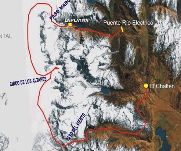 Mapa Travessia Campo de Gelo Sul