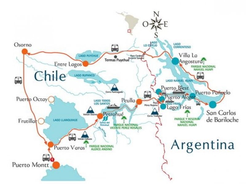 mapa travessia lagos andinos