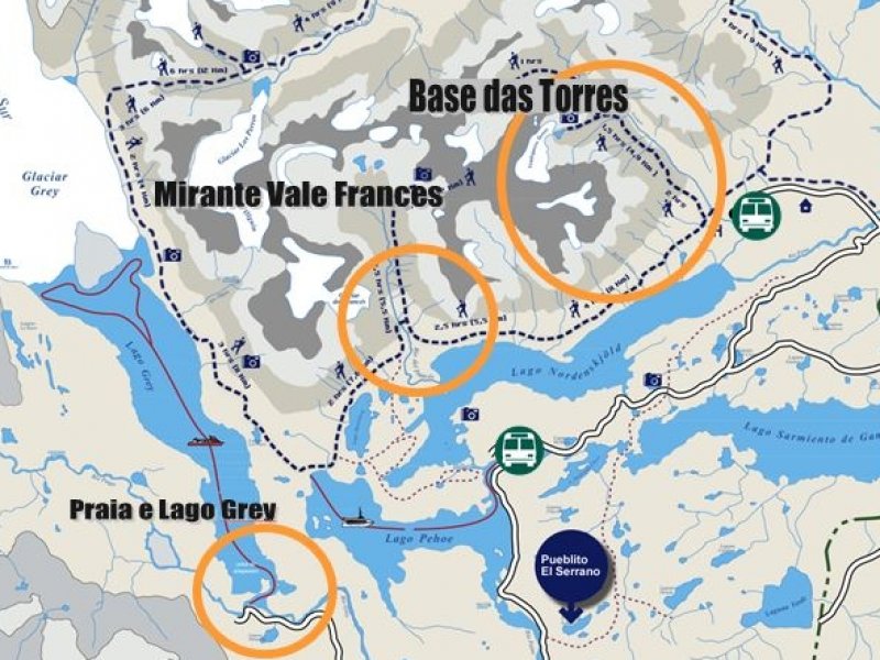 Mapa W Curto Torres del Paine